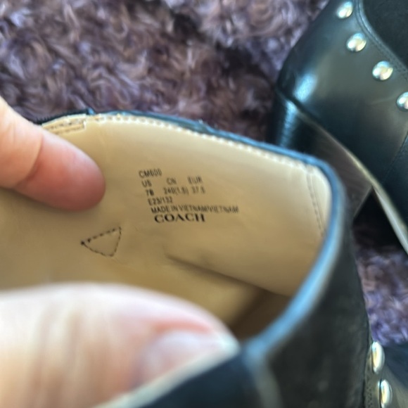 Coach Paulina Black Ankle Boots with Silver Studs Size 7 - Picture 5 of 7